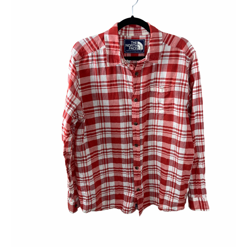 The North Face L  Plaid Linen Cotton  Shirt